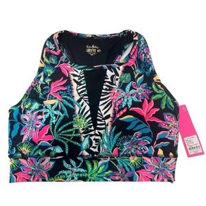 NWT Lilly Pulitzer Somerset Sports Bra Onyx Paradise Glow Engineer - Size LARGE